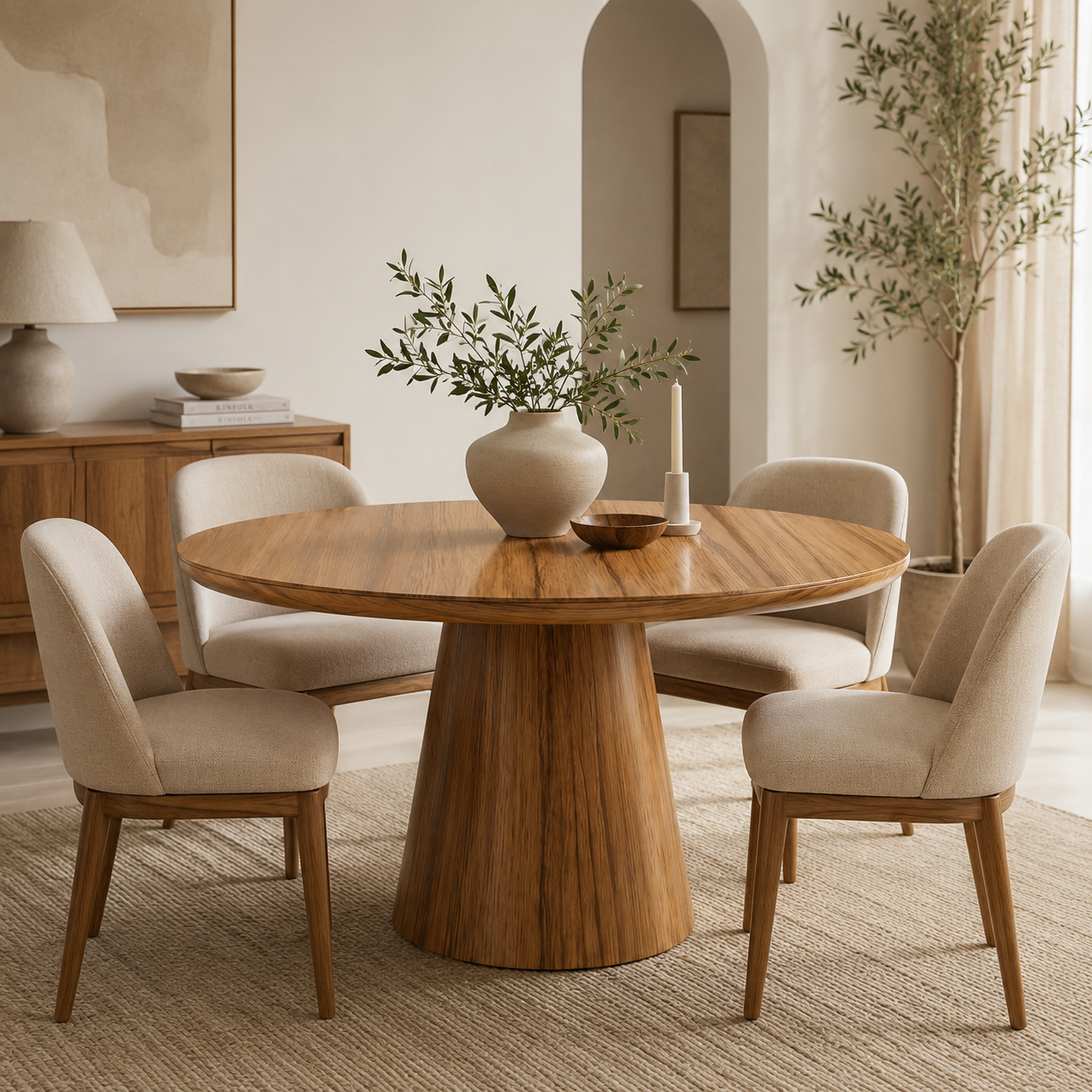 Mesa de Jantar Leon Redonda em Madeira Laminada